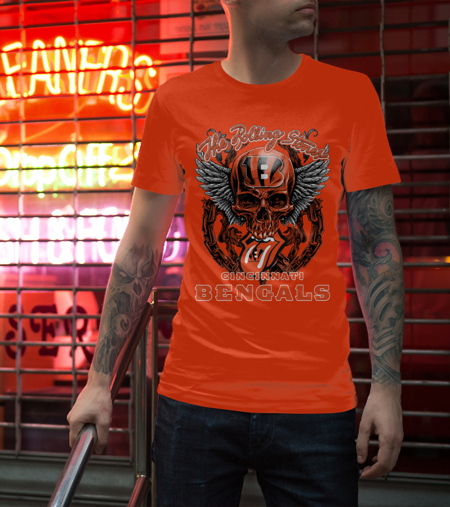 The Rolling Stones Cincinnati Bengals Nfl Collaboration With Skull And Wings T-Shirt