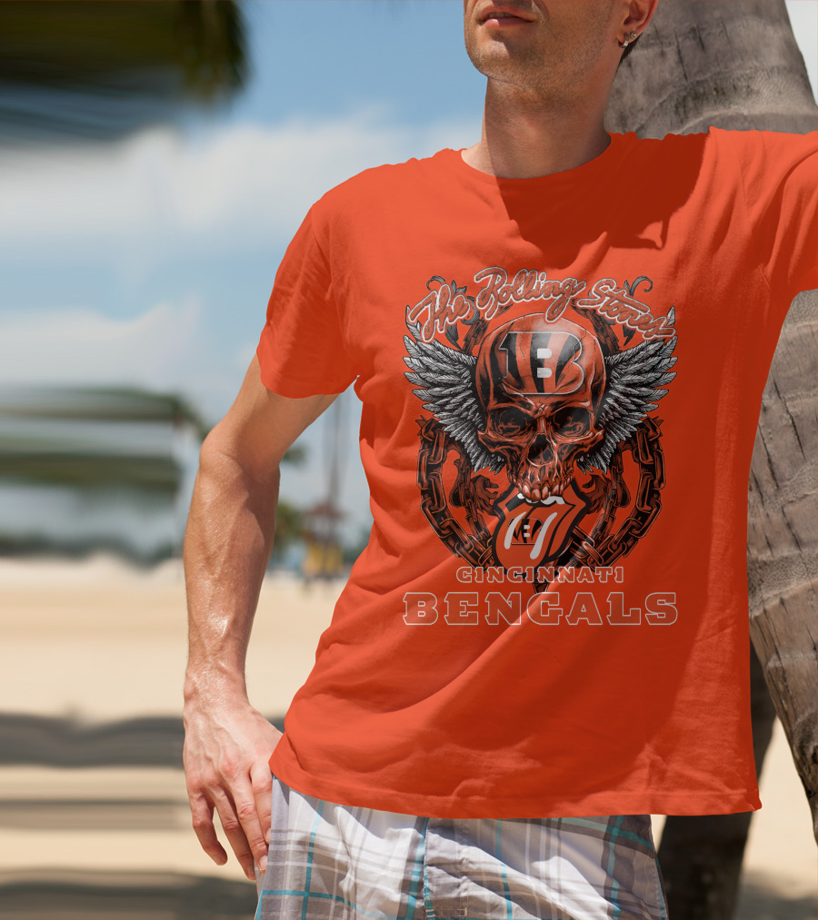 The Rolling Stones Cincinnati Bengals Nfl Collaboration With Skull And Wings T-Shirt