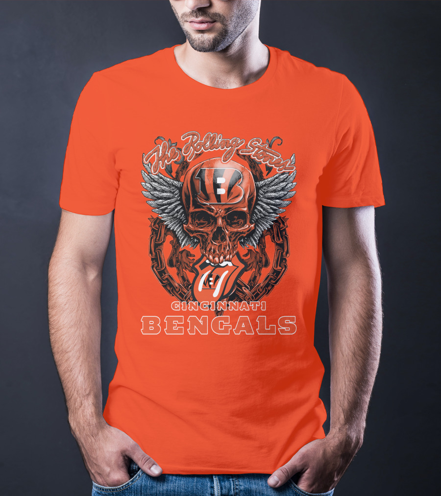 The Rolling Stones Cincinnati Bengals Nfl Collaboration With Skull And Wings T-Shirt