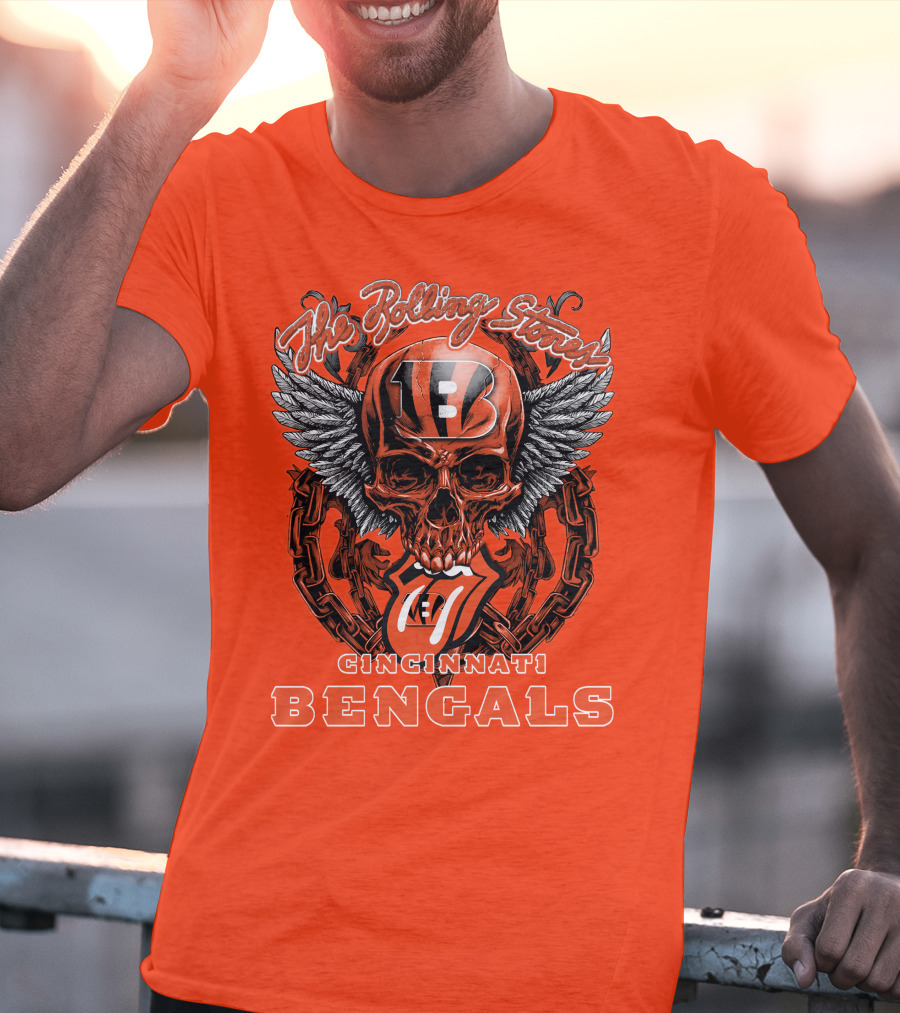The Rolling Stones Cincinnati Bengals Nfl Collaboration With Skull And Wings T-Shirt