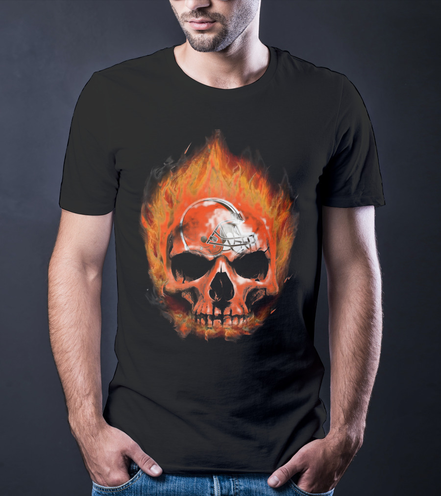 Cleveland Browns Skull In Flames 35 T-Shirt