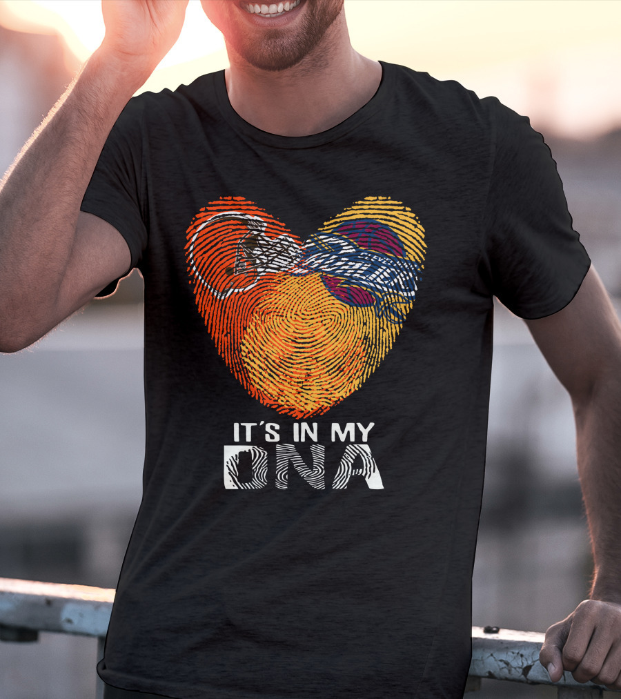 Cleveland Browns It's In My Dna Fingerprint Heart Helmet T-Shirt