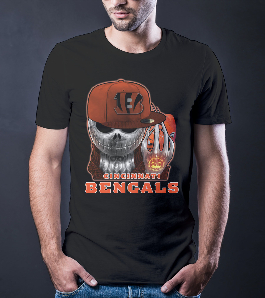 Cincinnati Bengals Jackskull Halloween Football Fan Gear T-Shirt
