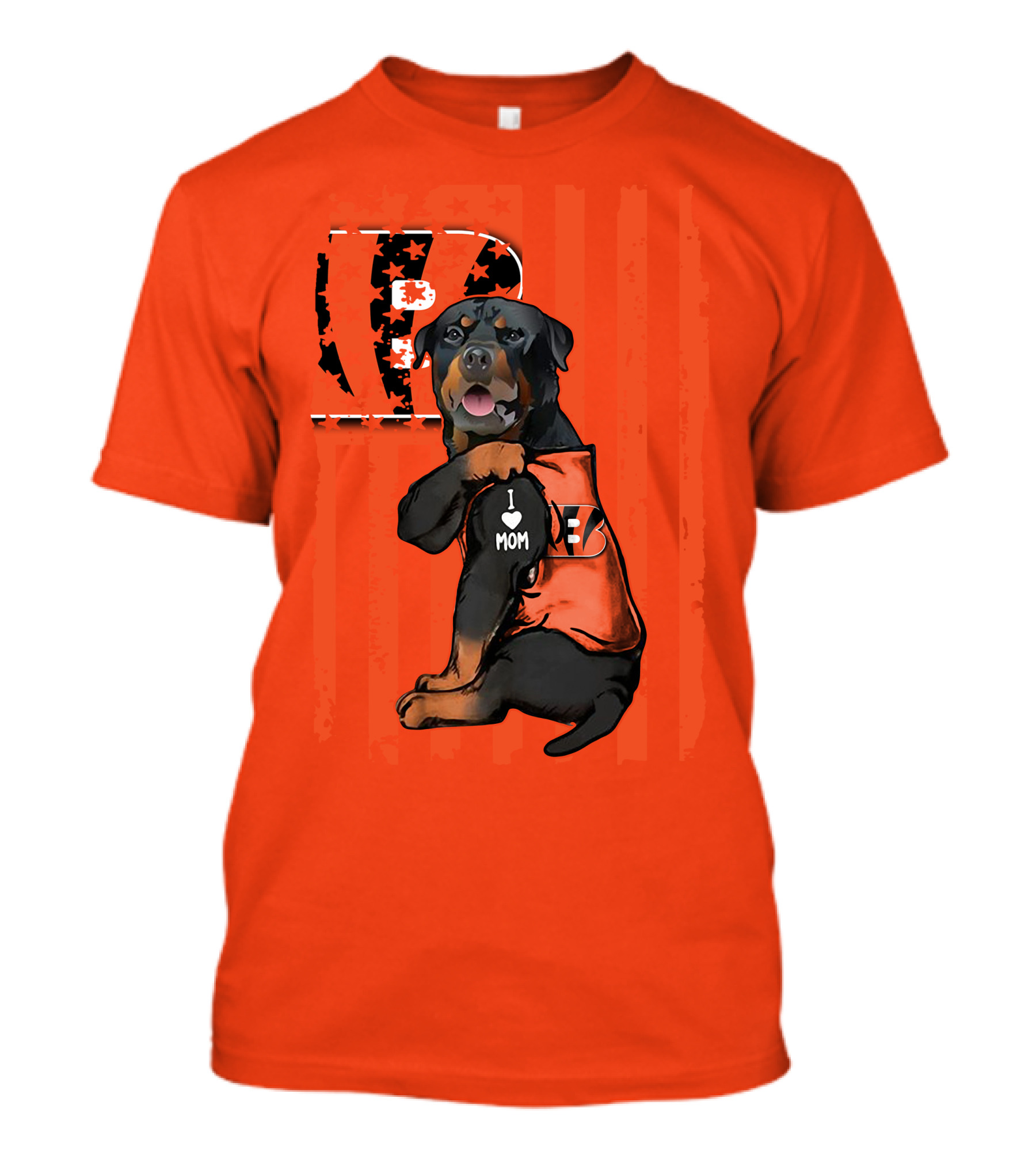 Rottweiler I Love Mom Cincinnati Bengals Bp Usa Flag T-Shirt