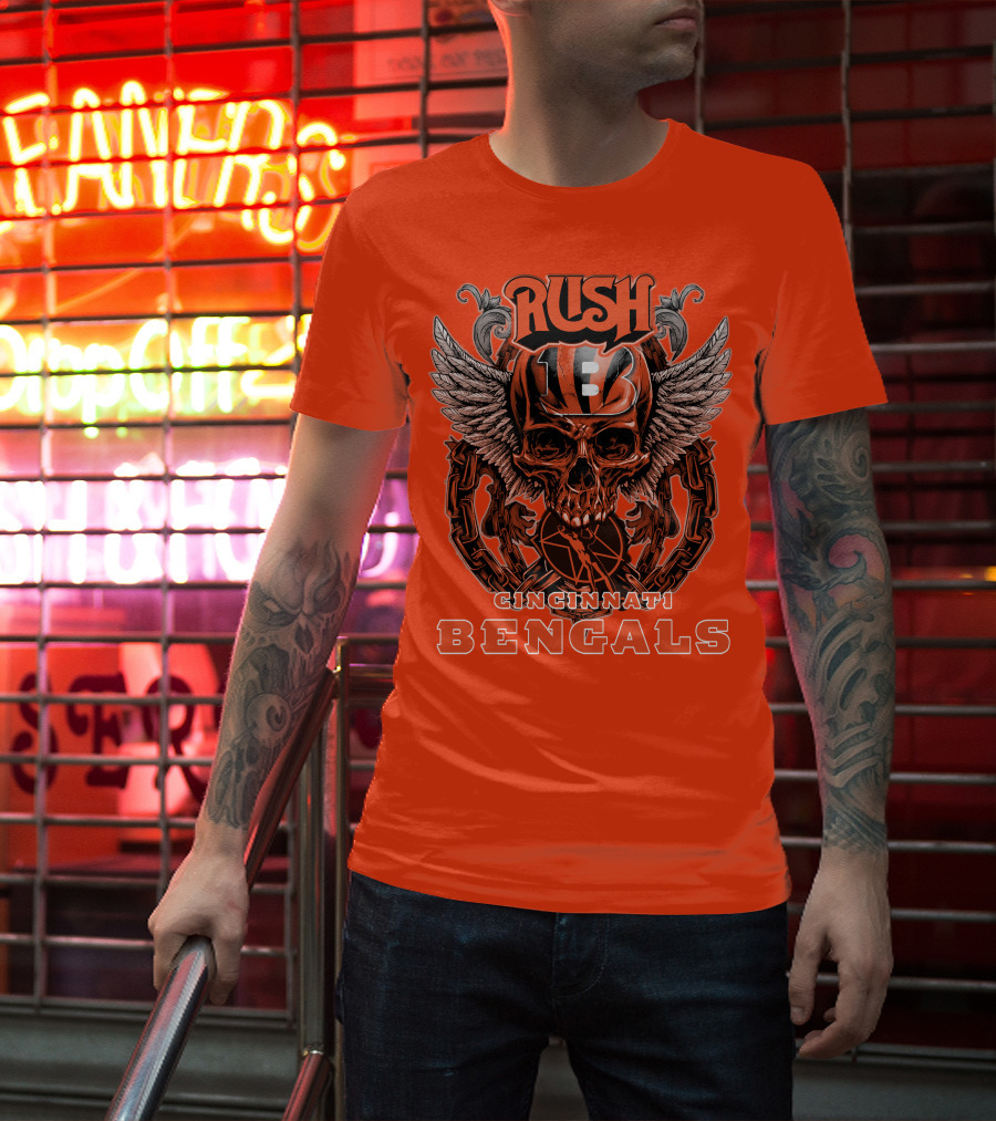 Rush Cincinnati Bengals Helmet Wings Skull T-Shirt