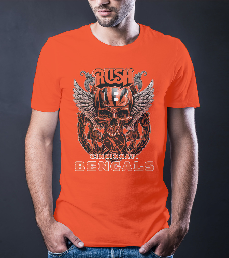 Rush Cincinnati Bengals Helmet Wings Skull T-Shirt