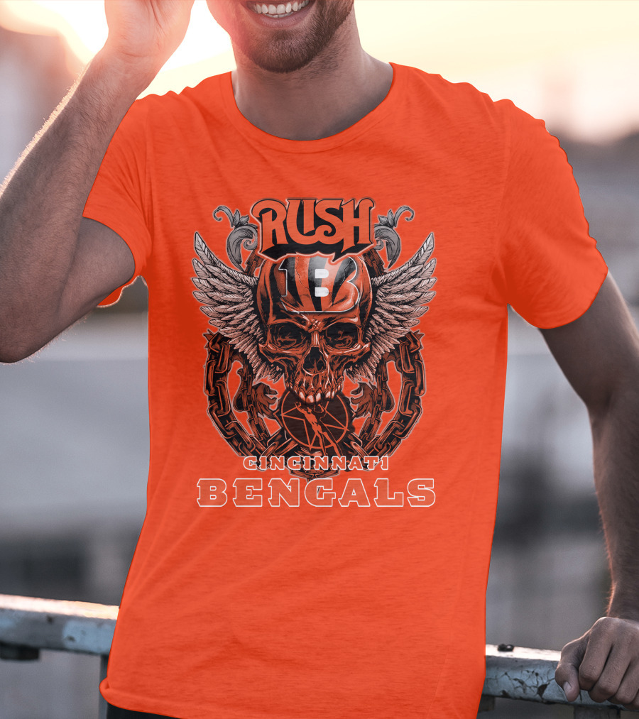 Rush Cincinnati Bengals Helmet Wings Skull T-Shirt