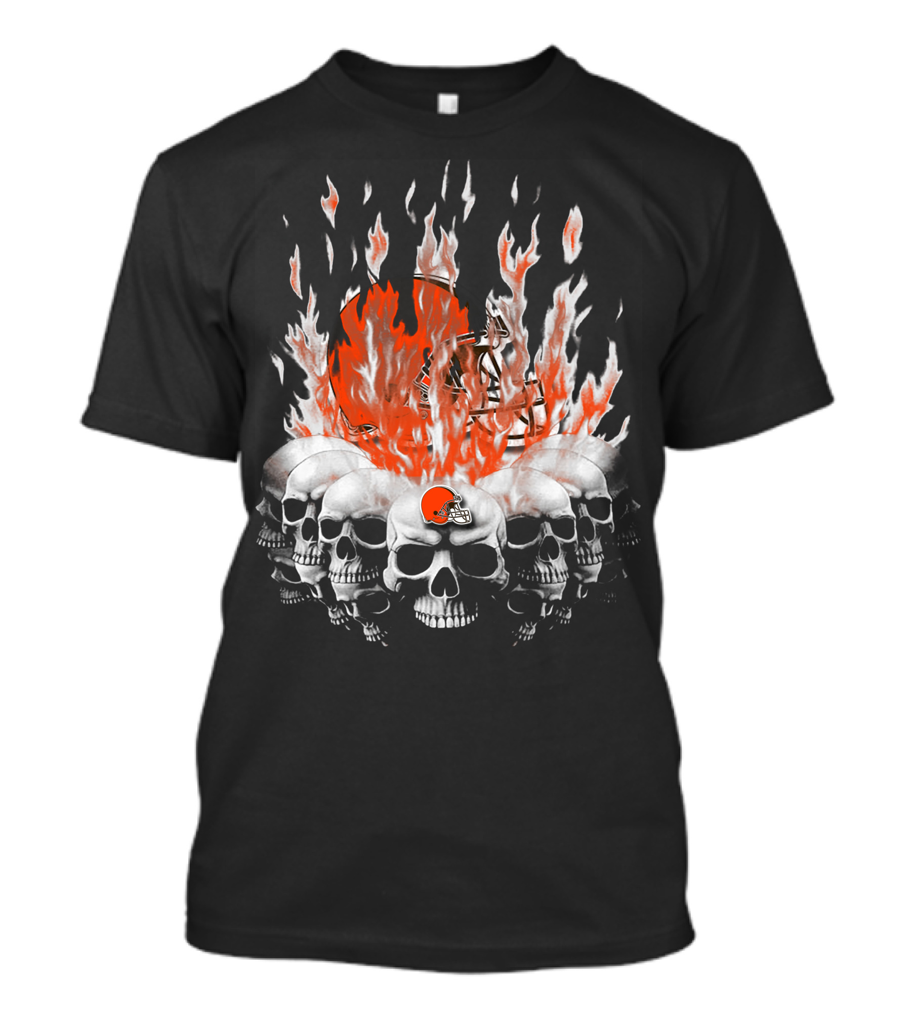 Cleveland Browns 37 Flaming Skull Helmet T-Shirt