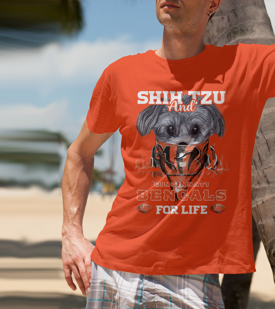 Shih Tzu And Cincinnati Bengals For Life T-Shirt