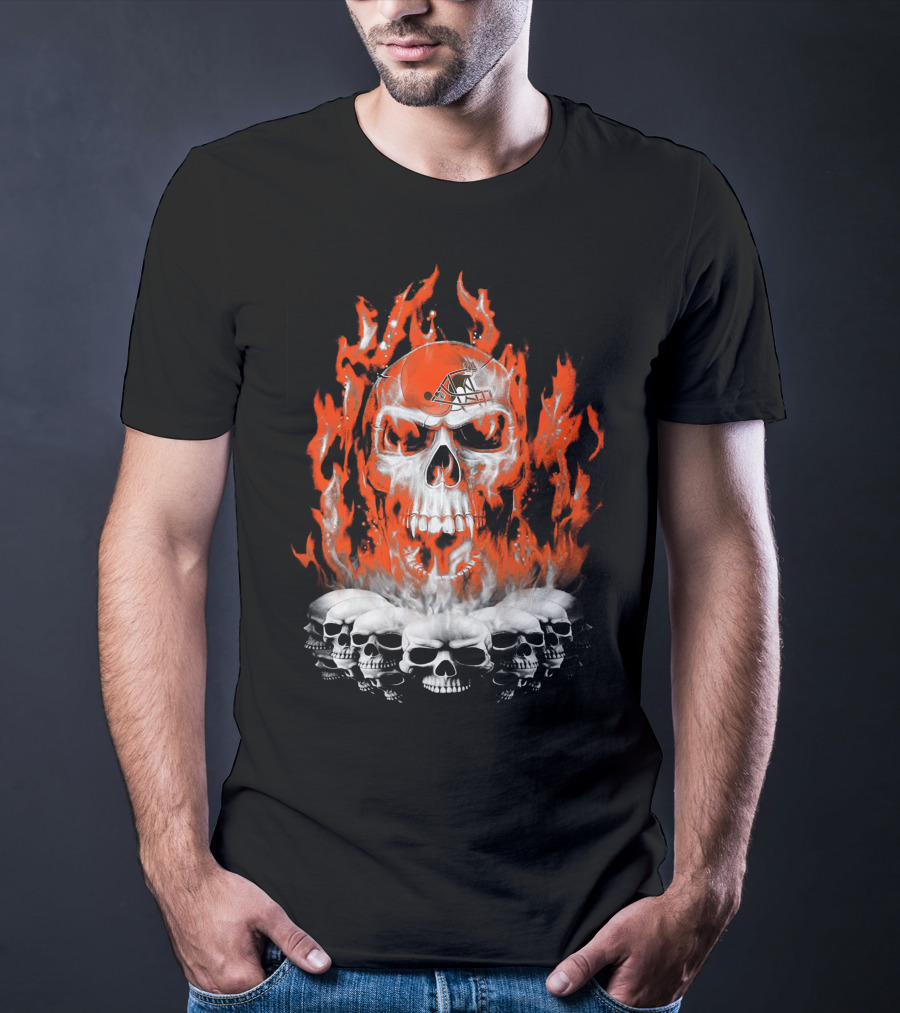Cleveland Browns Skull Fire Helmet 38 T-Shirt