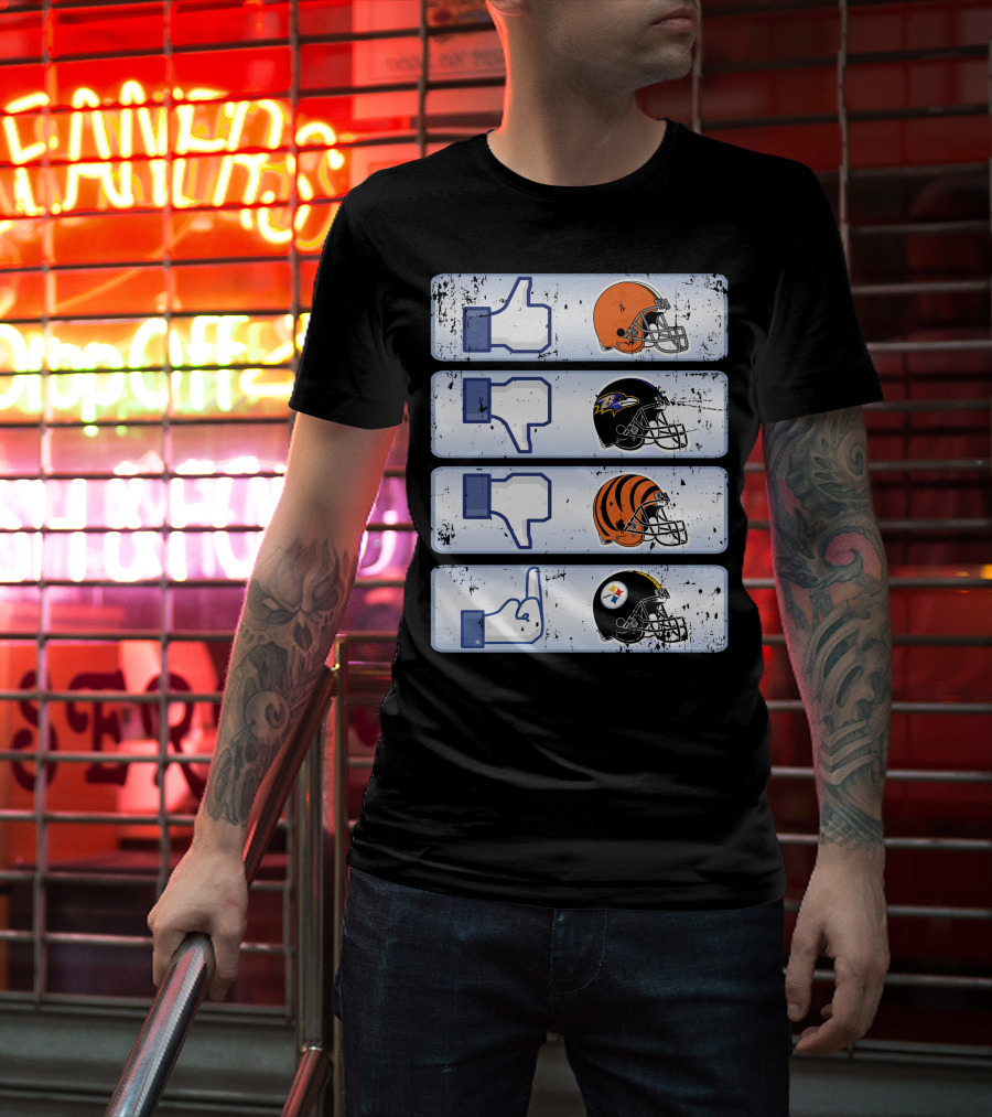 Cleveland Browns 69 Helmet Thumbs Up Like Steelers Bengals Ravens Logos T-Shirt