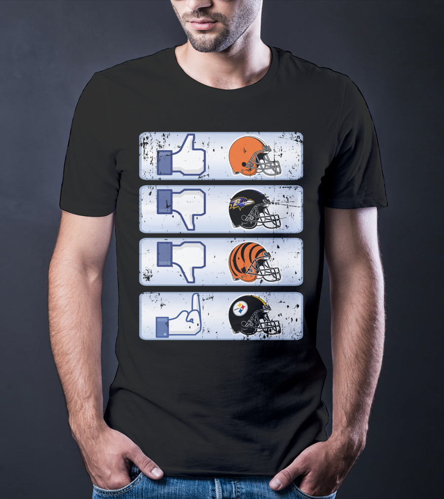 Cleveland Browns 69 Helmet Thumbs Up Like Steelers Bengals Ravens Logos T-Shirt