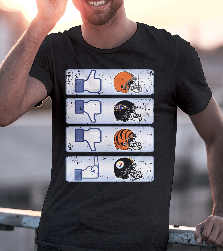 Cleveland Browns 69 Helmet Thumbs Up Like Steelers Bengals Ravens Logos T-Shirt