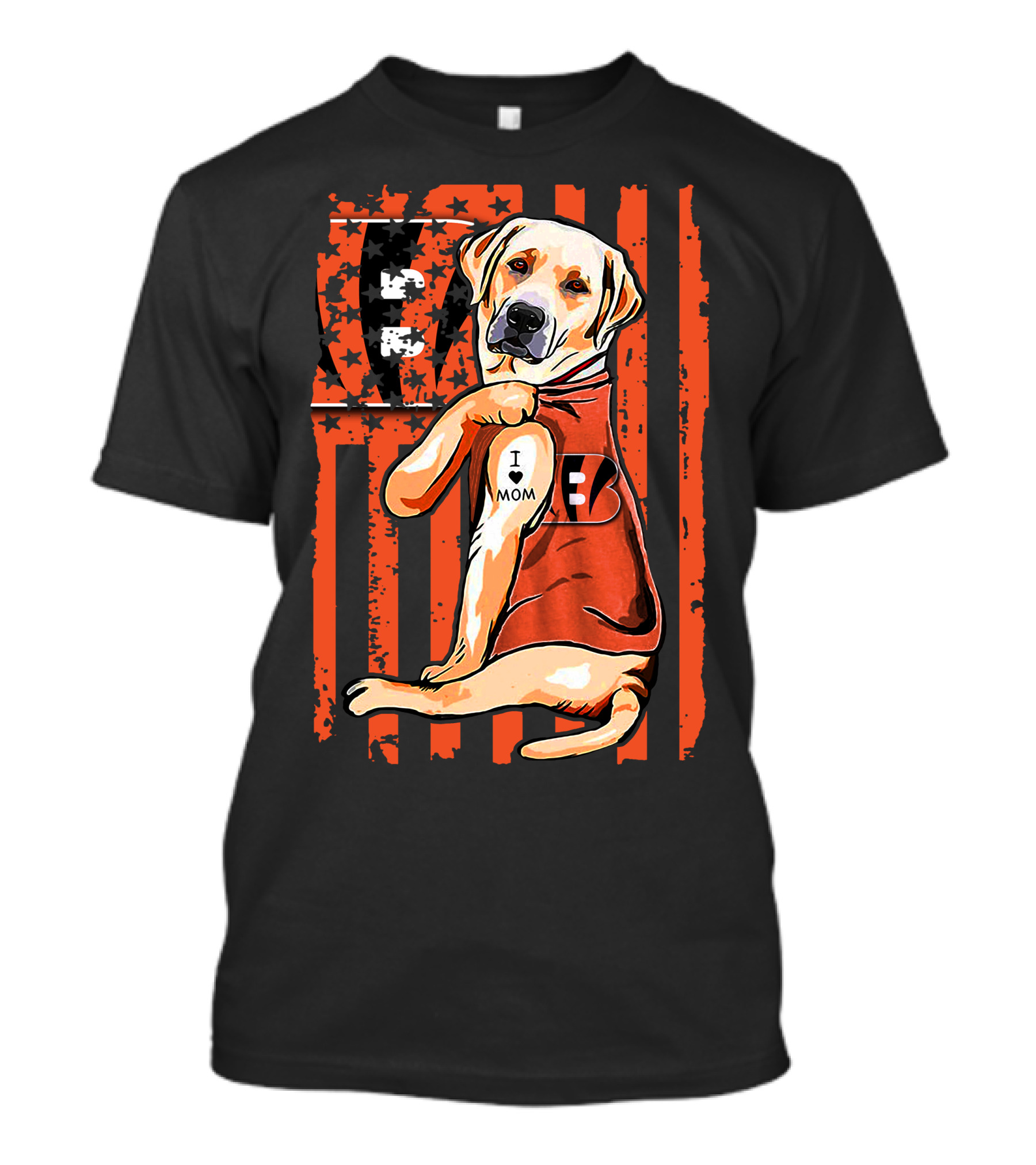 Labrador Retriever I Love Mom Cincinnati Bengals T-Shirt