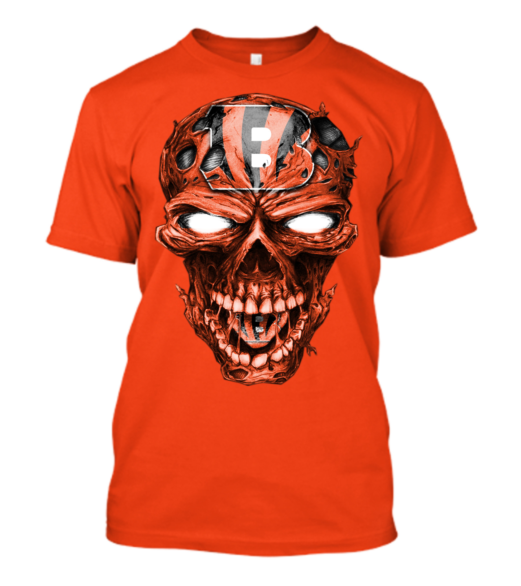 Cincinnati Bengals Skull V2 Creepy Horror Fan Gear T-Shirt