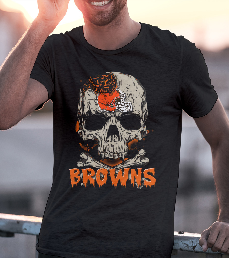 Browns Skull Helmet Motif Cleveland Browns T-Shirt