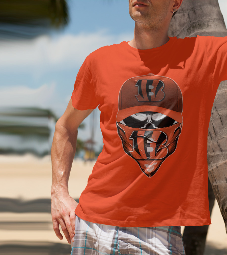 Cincinnati Bengals Skull Mask V6 T-Shirt