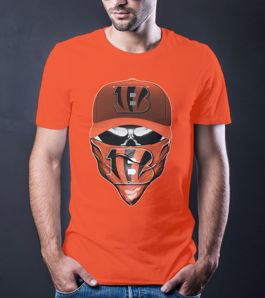 Cincinnati Bengals Skull Mask V6 T-Shirt