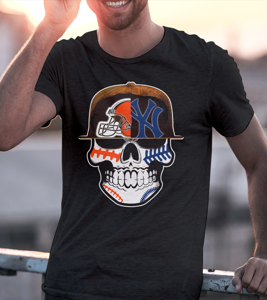 Cleveland Browns Yankees Skull Cap Fusion T-Shirt