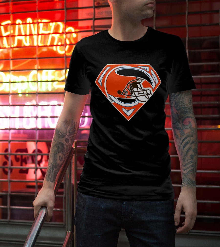 Cleveland Browns Helmet Superman Logo 72 T-Shirt