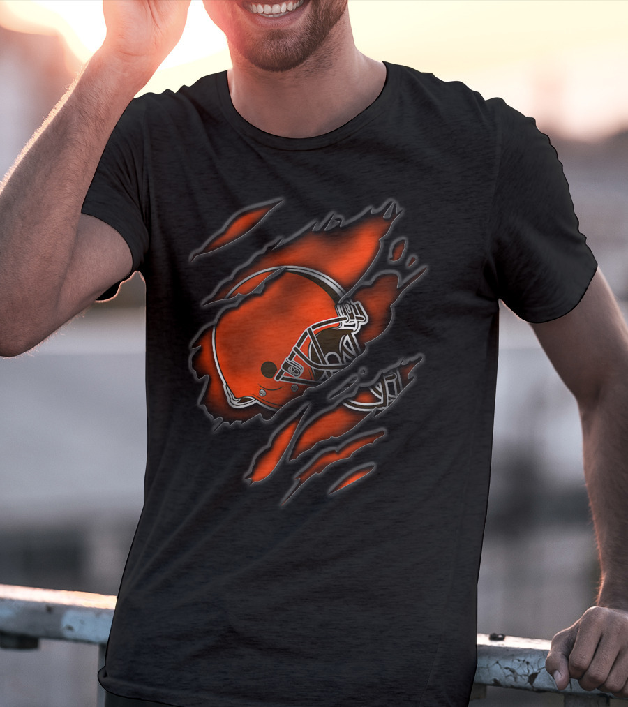 Torn Cleveland Browns Helmet T-Shirt