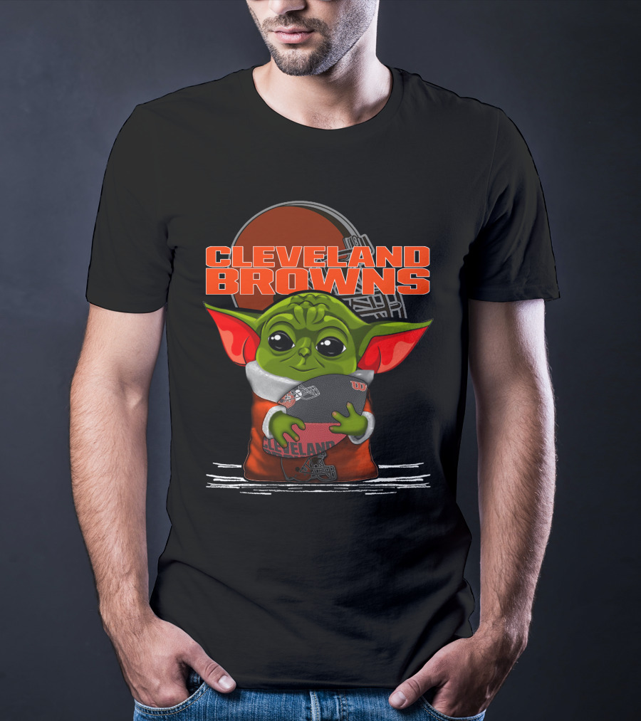 Cleveland Browns Yoda Holding Football T-Shirt