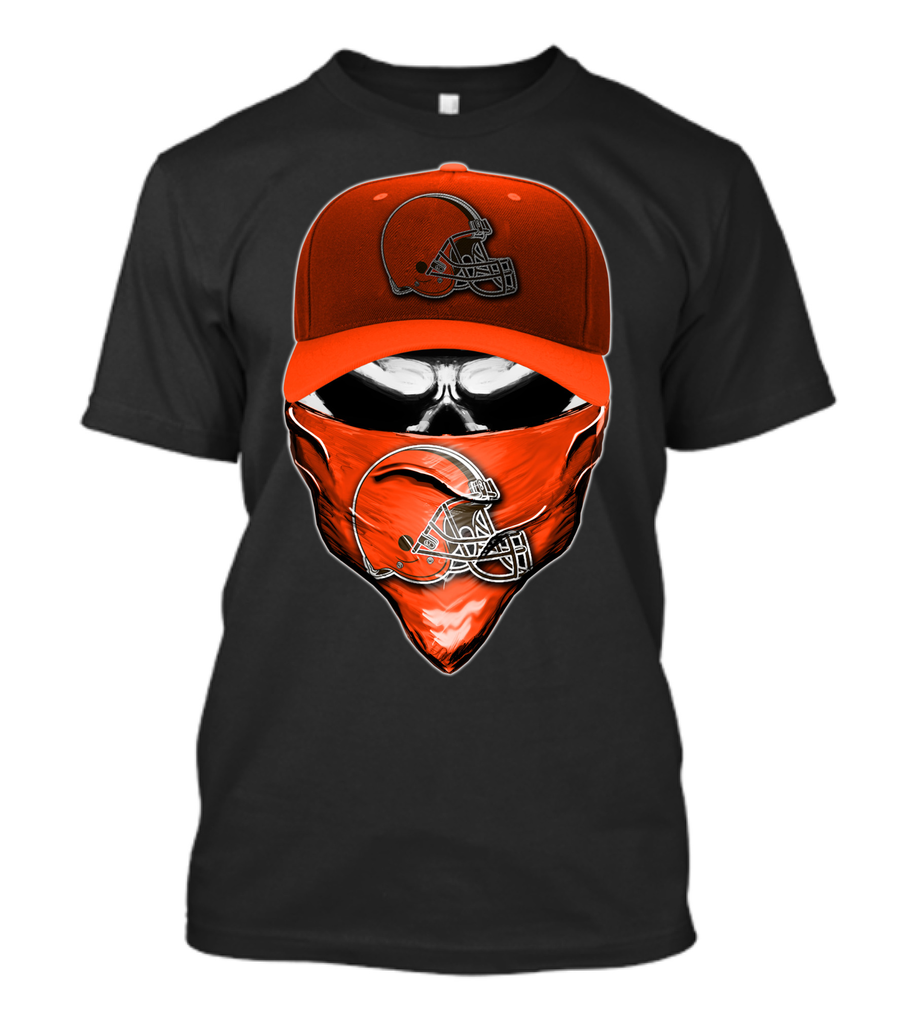 Skull Cleveland Browns Helmet Bandana Cap T-Shirt