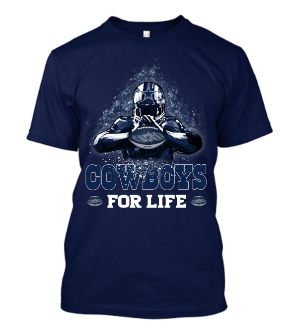 COWBOYS FOR LIFE DALLAS COWBOYS Football Helmet Star Logo Blue T-Shirt