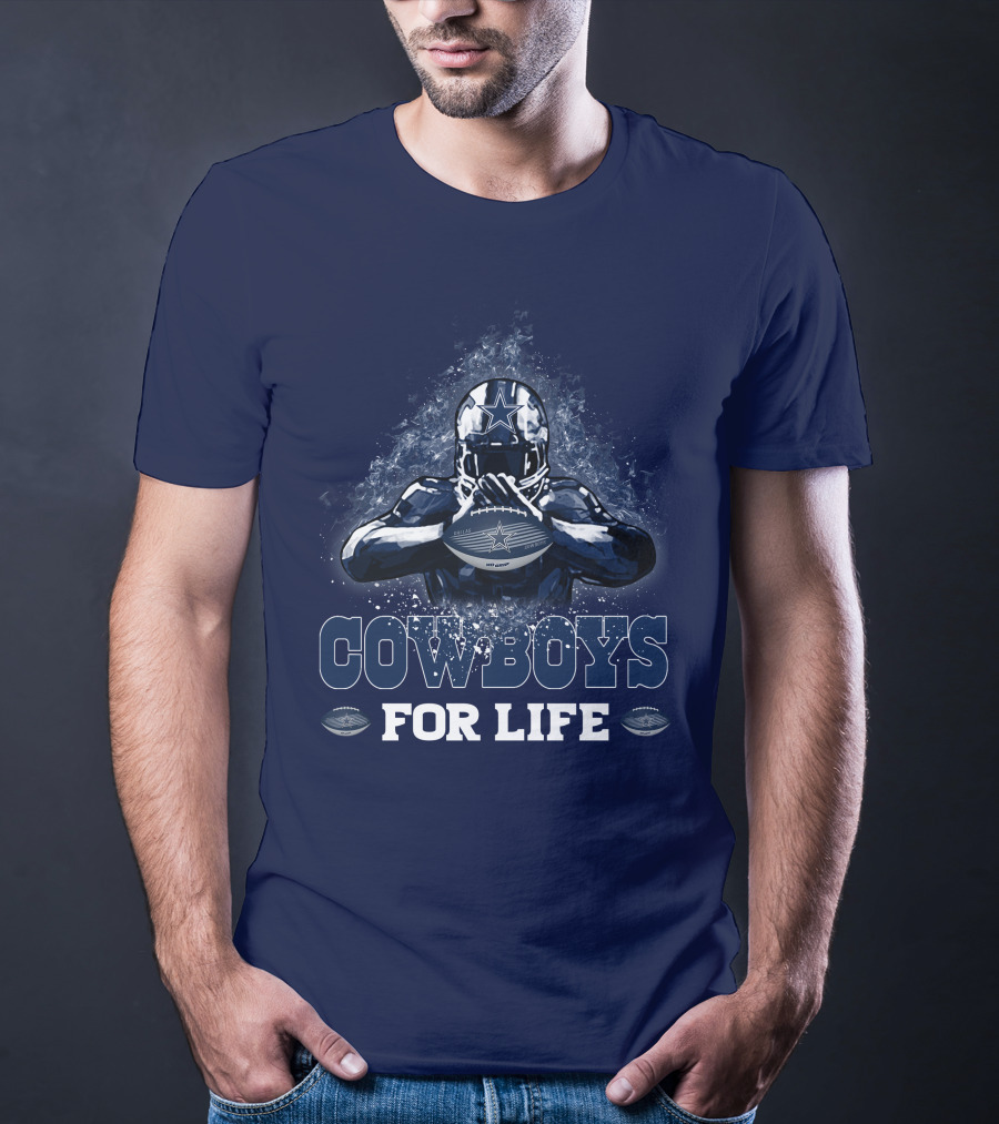 COWBOYS FOR LIFE DALLAS COWBOYS Football Helmet Star Logo Blue T-Shirt