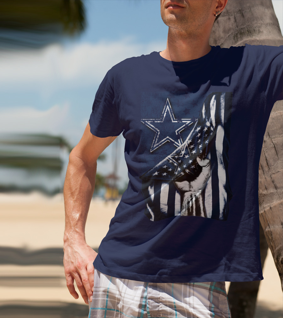 Dallas Cowboys Star With American Flag And Fist T-Shirt