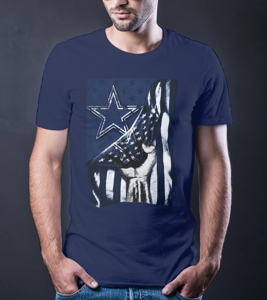 Dallas Cowboys Star With American Flag And Fist T-Shirt