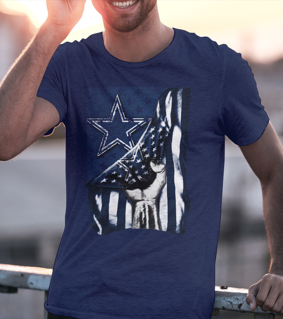 Dallas Cowboys Star With American Flag And Fist T-Shirt