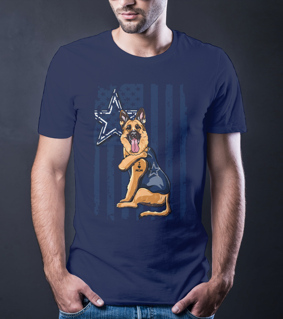 German Shepherd I Love Mom Dallas Cowboys Star T-Shirt