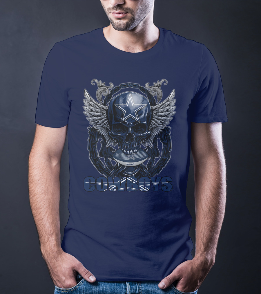 Skullfb Dallas Cowboys Wings Star Chain Crest T-Shirt