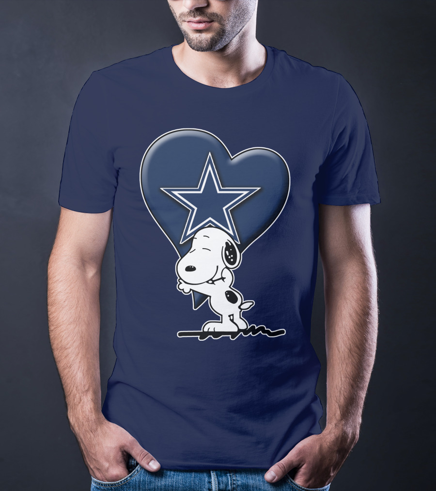 Snoopy Hugging Heart With Dallas Cowboys Star T-Shirt