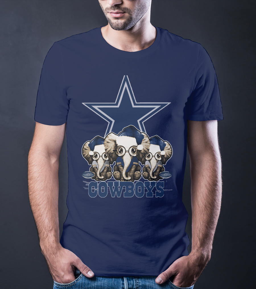 Elephan Xmas Dallas Cowboys Star Logo Glasses Hindustani T-Shirt