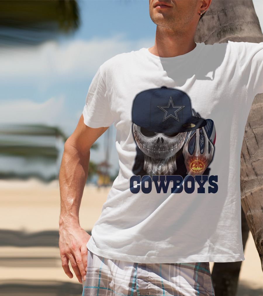 Jackskull Cowboys Halloween Star Football T-Shirt