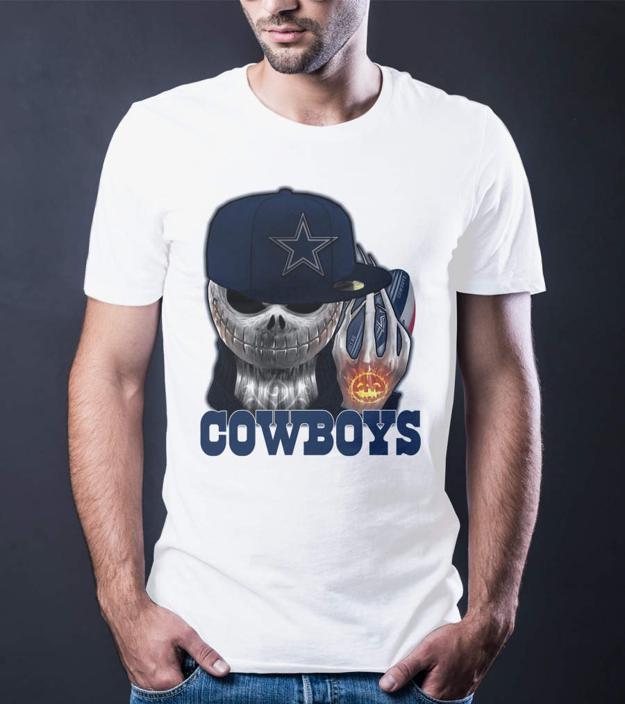 Jackskull Cowboys Halloween Star Football T-Shirt