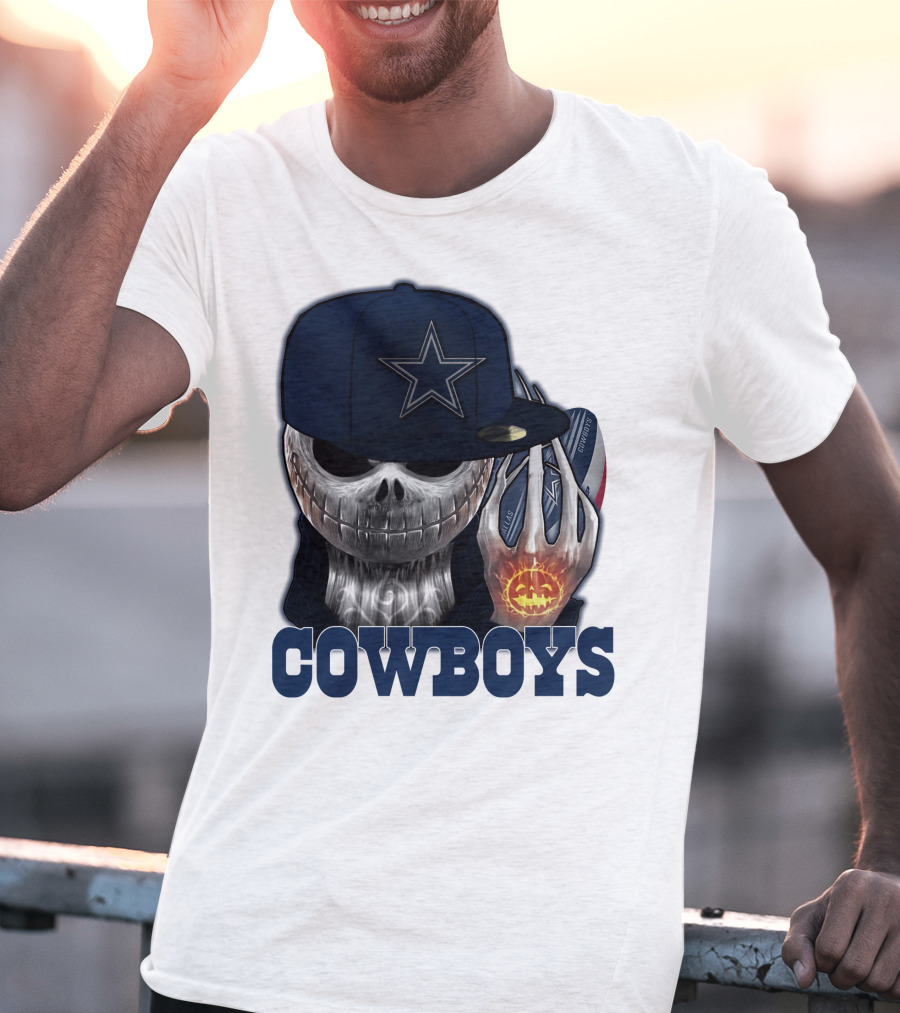 Jackskull Cowboys Halloween Star Football T-Shirt