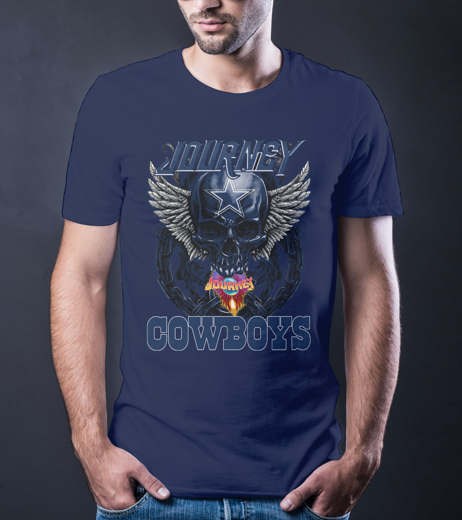 JOURNEY COWBOYS Dallas Skull Wings Star T-Shirt