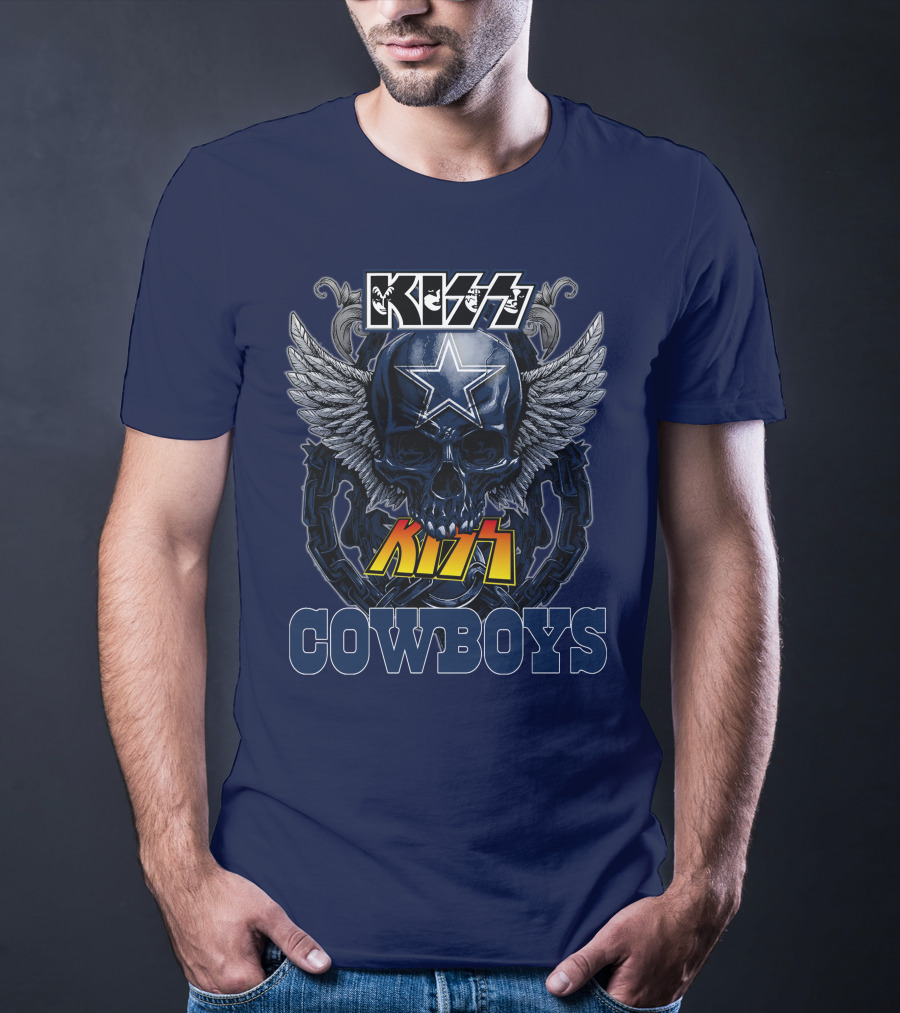 KISS Dallas Cowboys Skull With Star And Wings T-Shirt