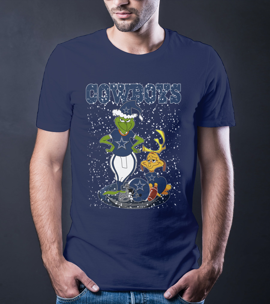Grinchxmas Cowboys Football Holiday Mashup T-Shirt