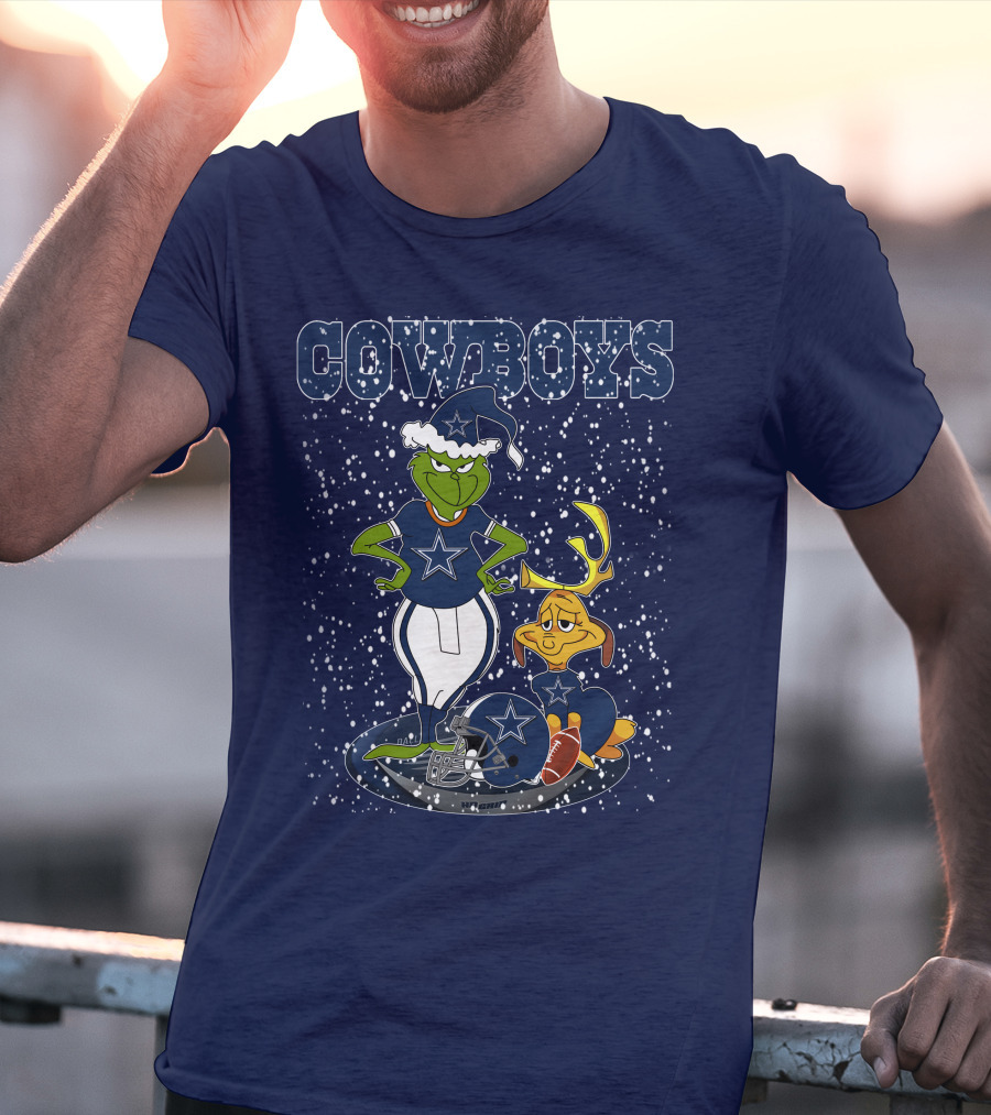 Grinchxmas Cowboys Football Holiday Mashup T-Shirt