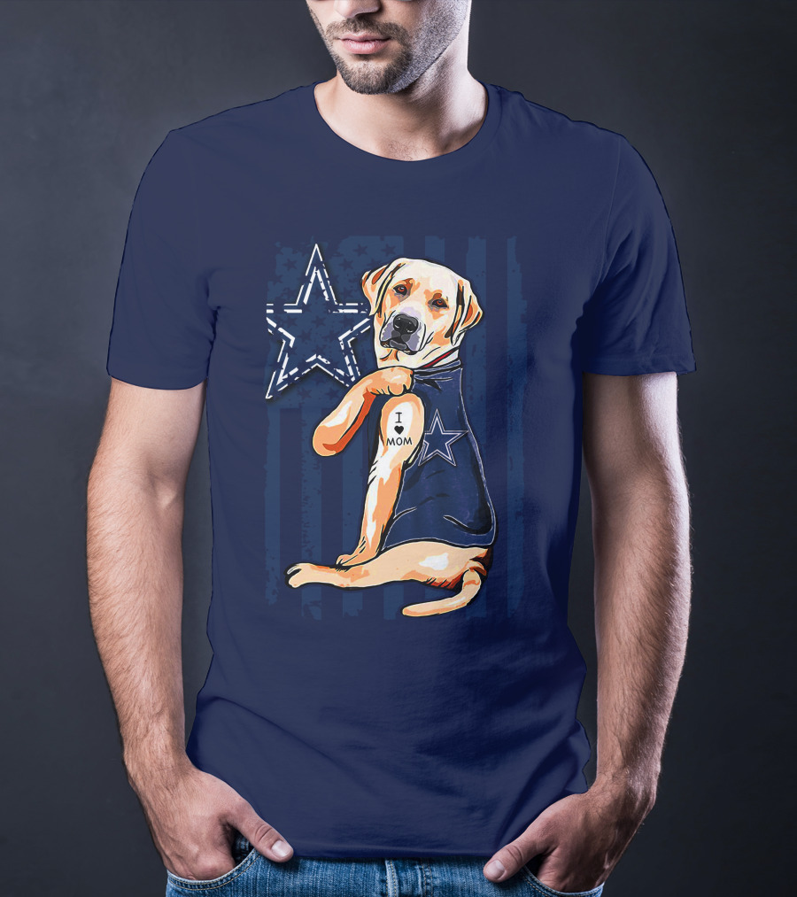 Labrador Retriever Loves Mom Dallas Cowboys Fan T-Shirt