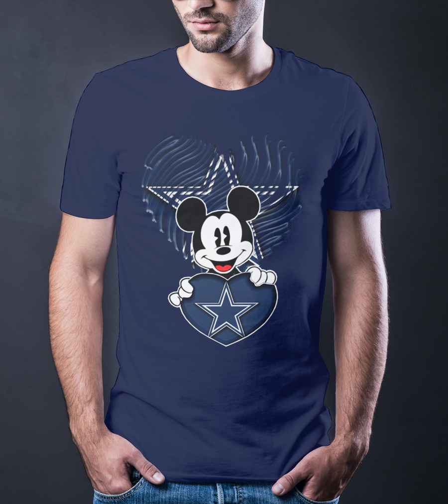 Mick Mouse Heart Star Dallas Cowboys T-Shirt