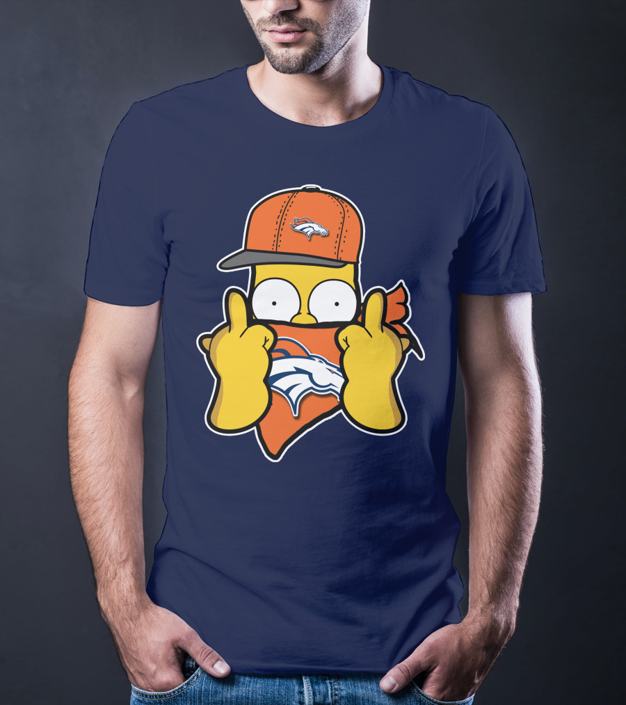 Denver Broncos Homer Simpson Middle Finger Gesture T-Shirt