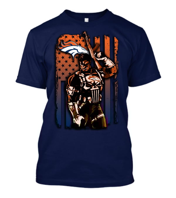 Denver Broncos Punisher Style Patriot T-Shirt