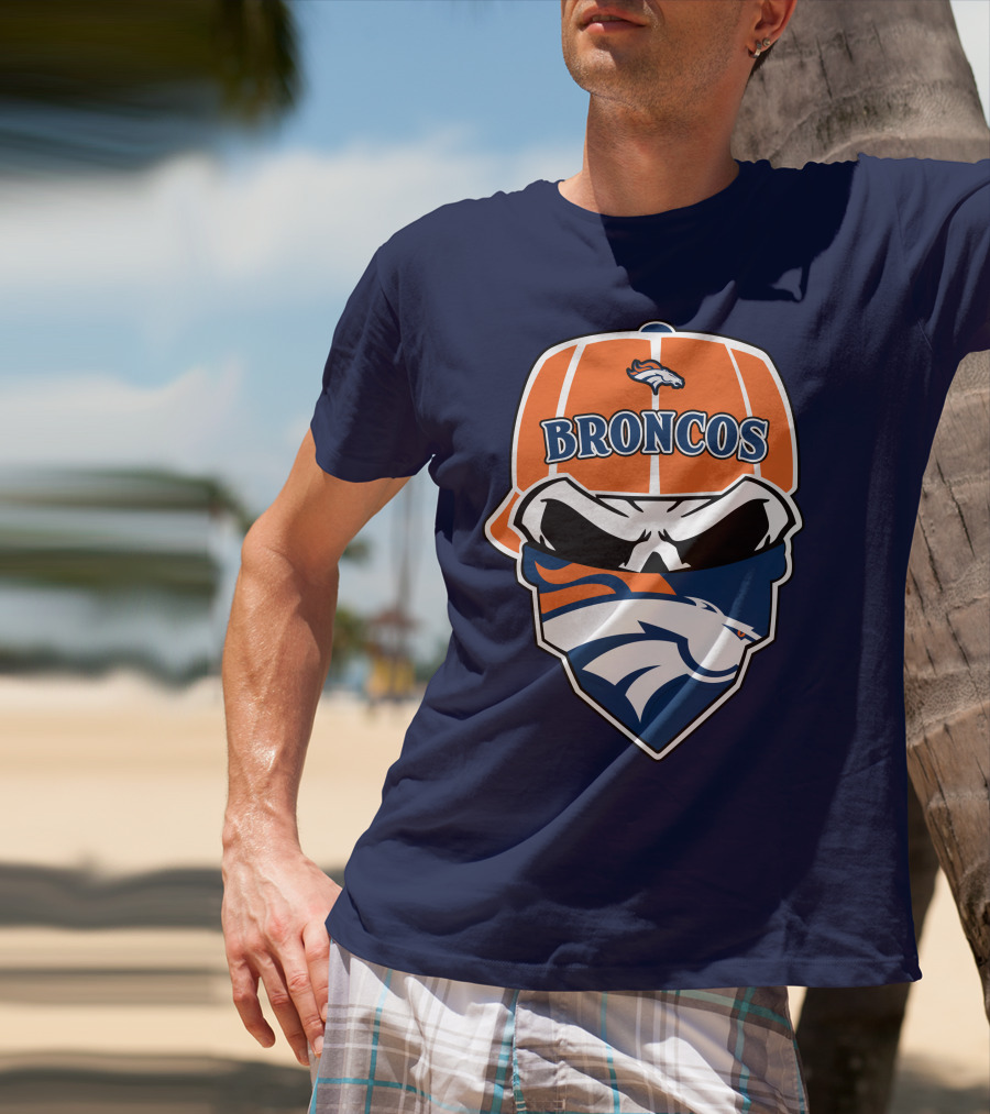 Broncos Skull Bandana Cap Logo Denver Broncos T-Shirt