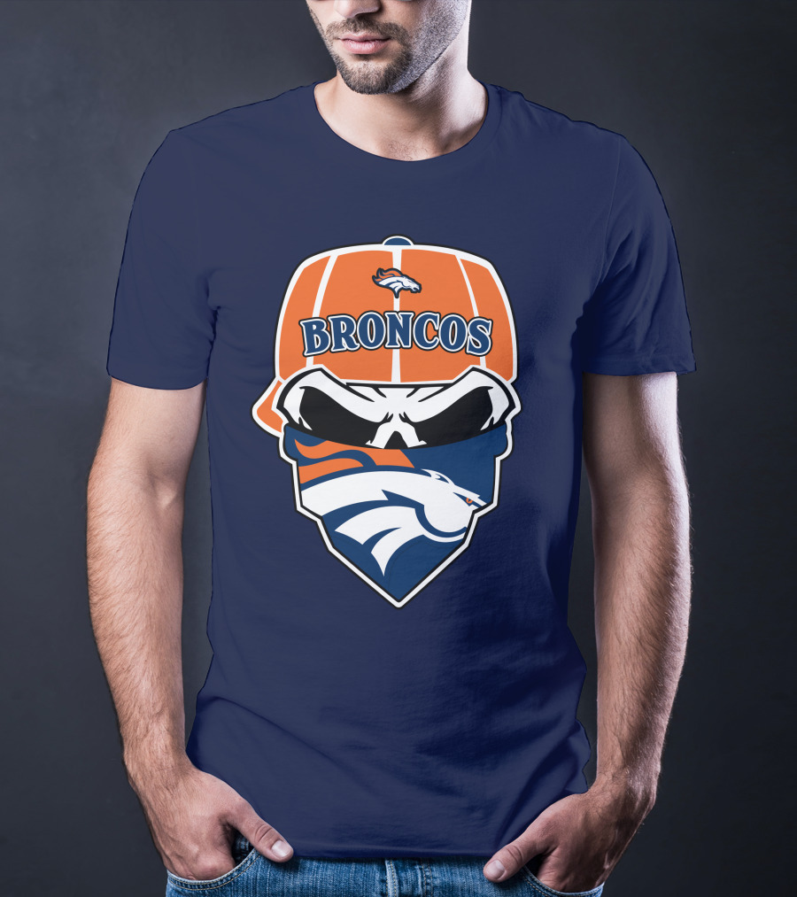 Broncos Skull Bandana Cap Logo Denver Broncos T-Shirt