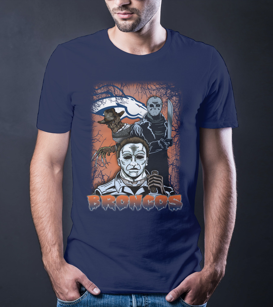 Broncos Horror Icons Halloween Denver T-Shirt